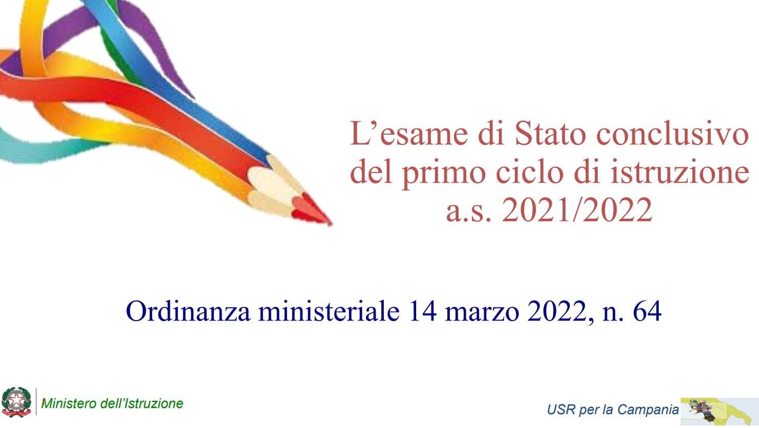 Slide Esami di Stato del 1° Ciclo di Istruzione – Ordinanza ministeriale 14 marzo 2022, n. 64